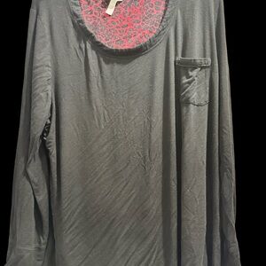 Soma Black Long Sleeve Top with Red Accents